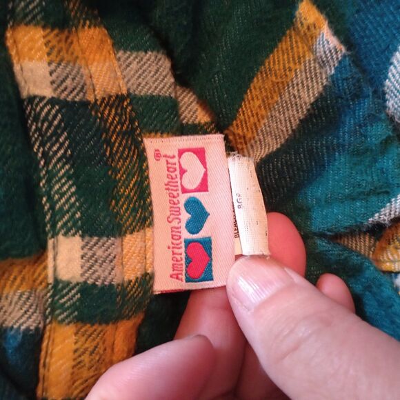 American Sweetheart Flannel Pearl Snap Heavyweight Shirt. Green Gold Print - Picture 4 of 8
